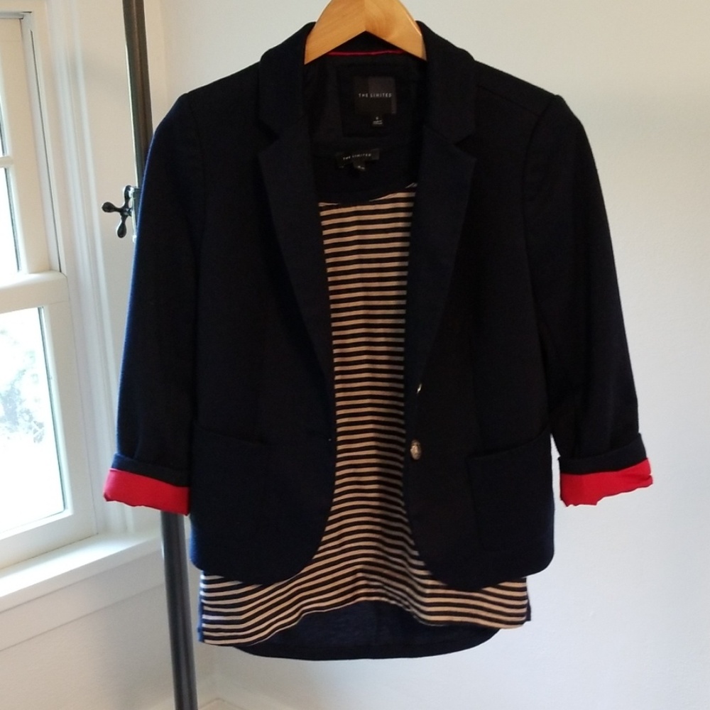 Preppy Limited Navy Knit Blazer Size S